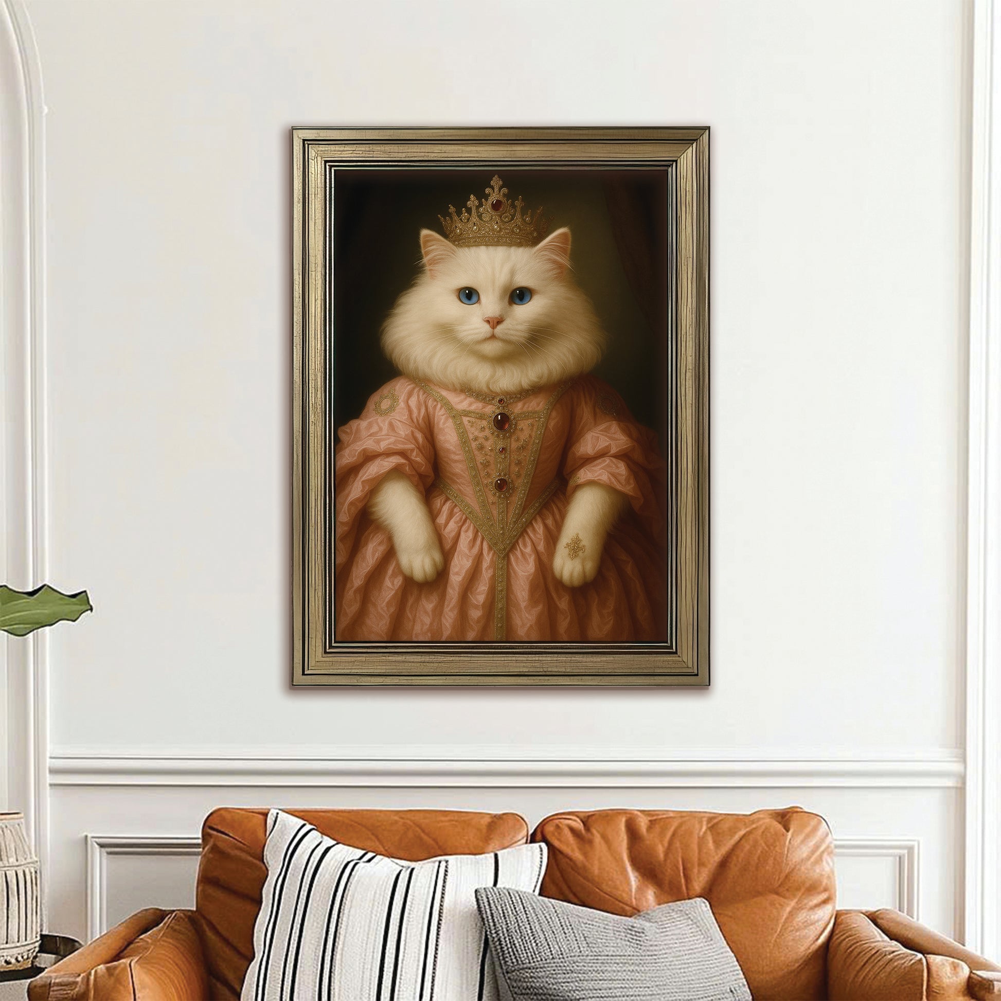 Custom Cat Queen Royal Canvas Framed Wall Art