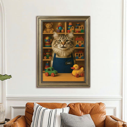 Custom Photo Toy Store Cat Canvas Framed Wall Art Gift For Cat Lovers