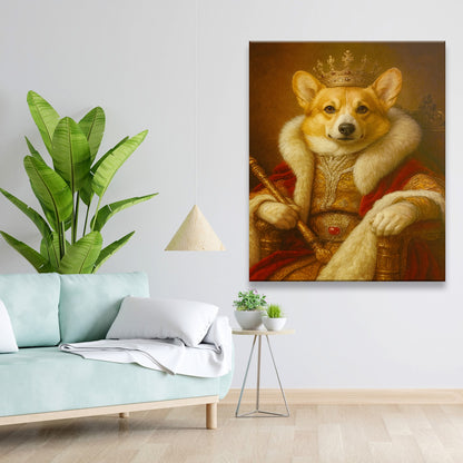 Custom Photo King Royal With Crown Dog Canvas Gift For Dog Lovers