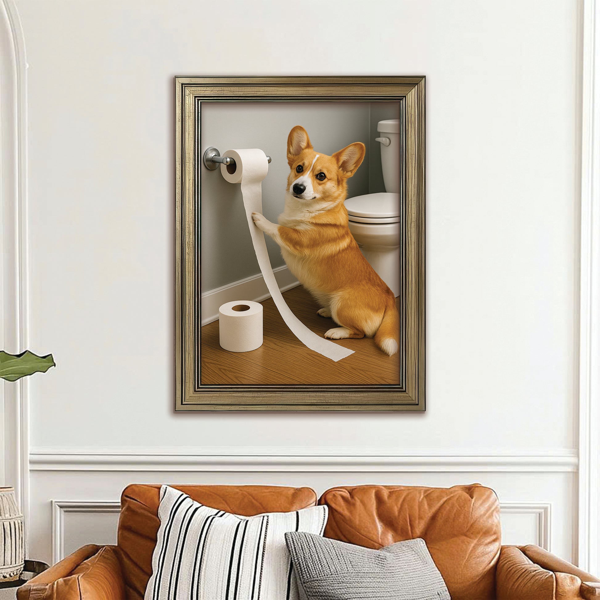 Custom Photo Dog Bathroom Style 18 Canvas Framed Wall Art Gift For Canvas Framed Wall Art