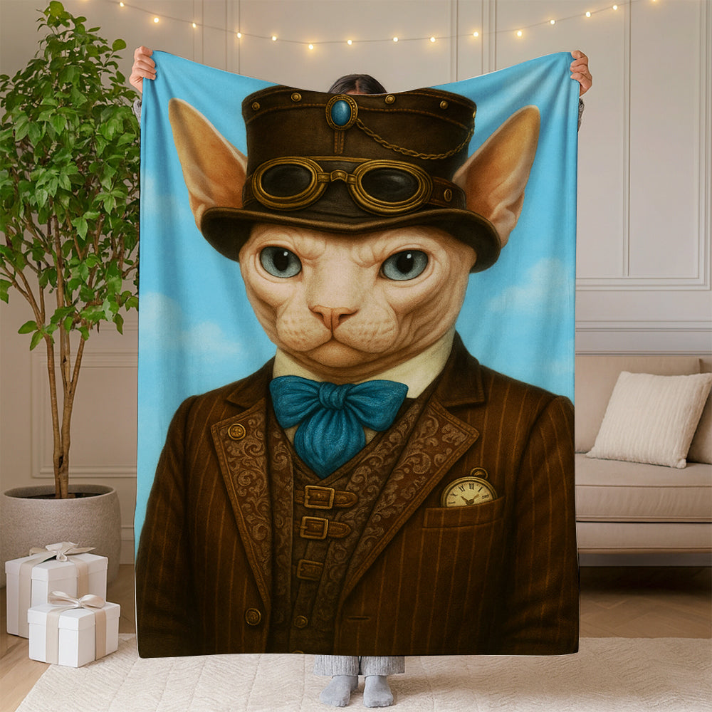 Custom Photo Pilot Cat Blanket Gift For Cat Lovers