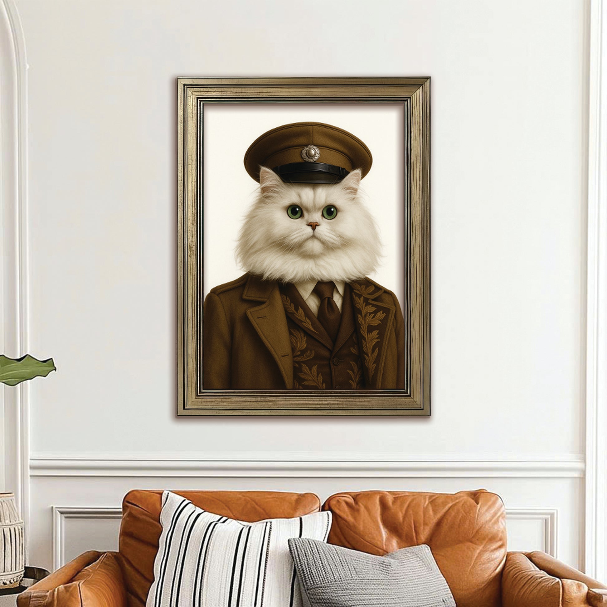 Custom Photo Captain Cat Canvas Framed Wall Art