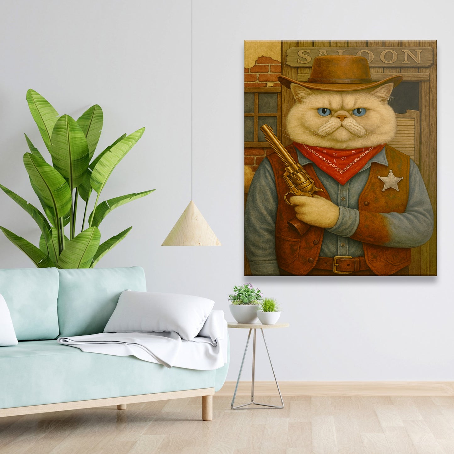 Custom Photo Cat Cowboy Canvas