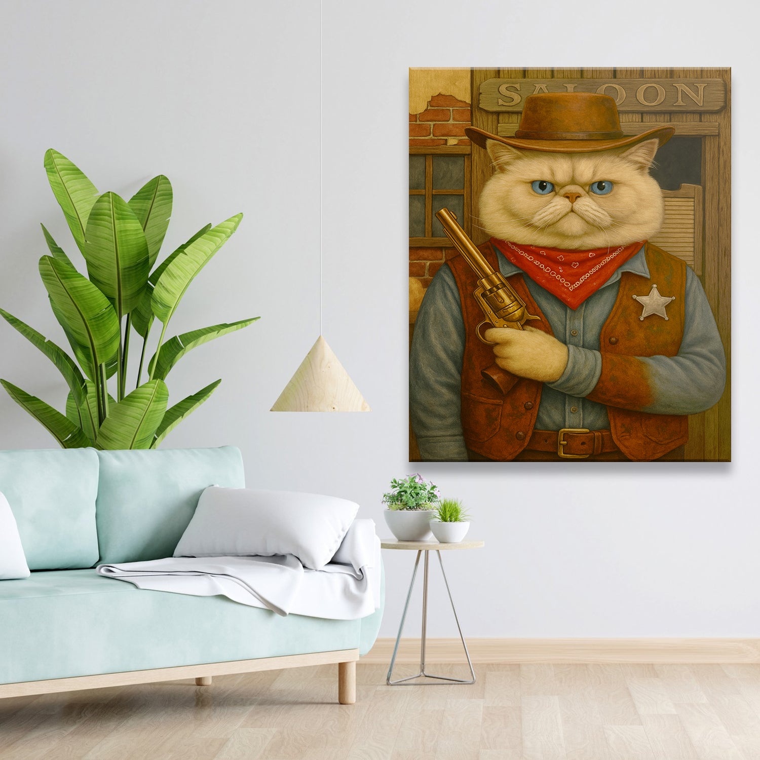 Custom Photo Cat Cowboy Canvas