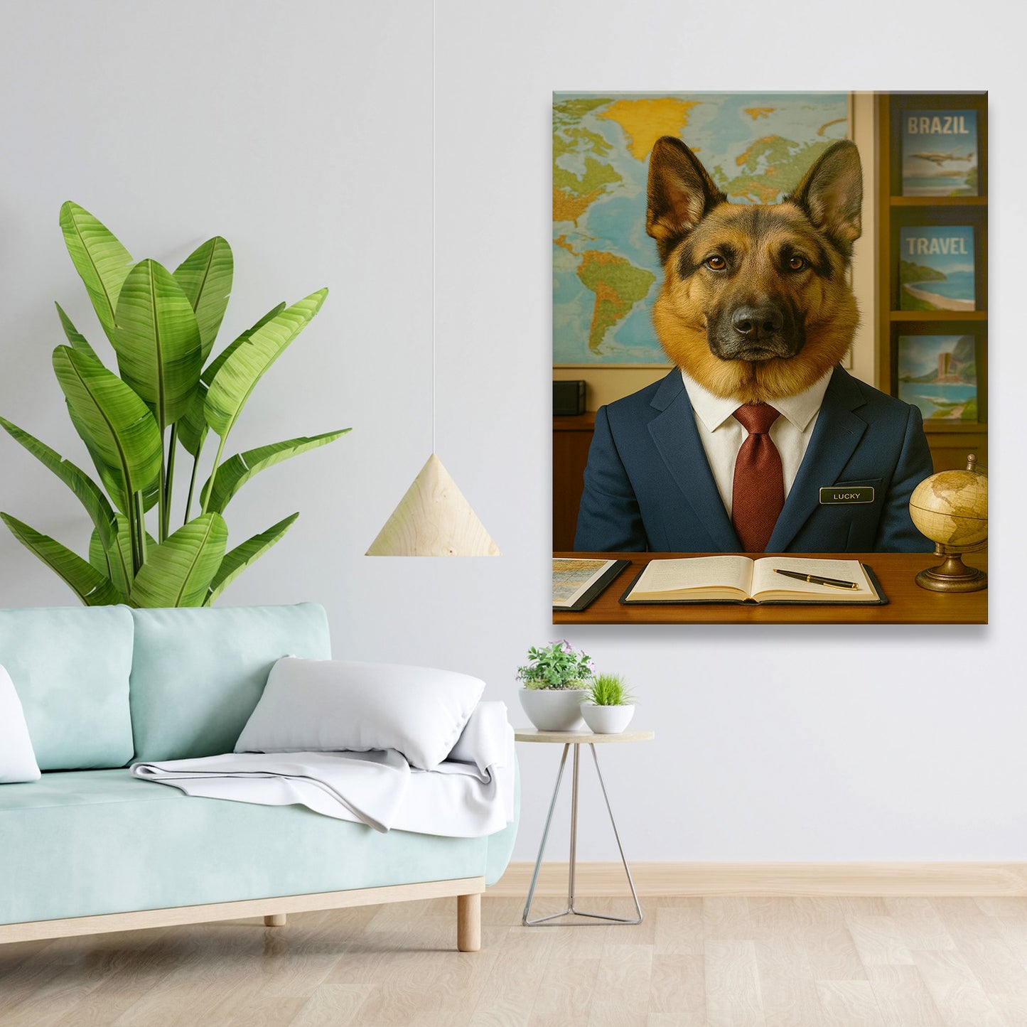 Custom Photo Travel Agent Dog Canvas Gift For Dog Lovers