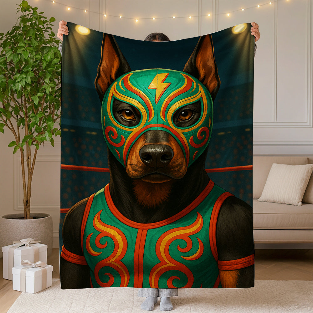 Custom Photo Lucha Libre Wrestler Mask Dog BlanketGift For Dog Lovers