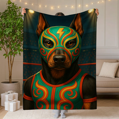 Custom Photo Lucha Libre Wrestler Mask Dog BlanketGift For Dog Lovers