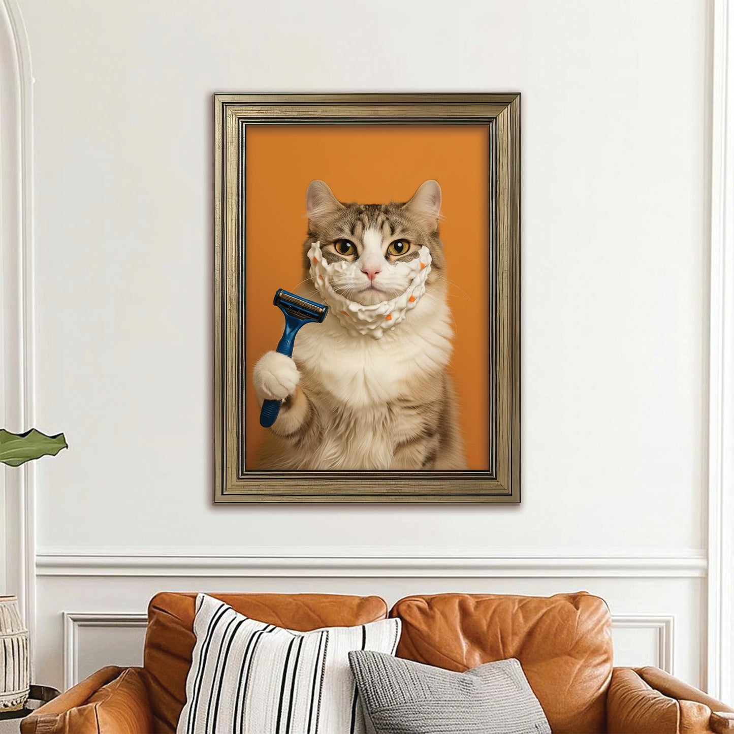 Custom Photo Cat Bathroom Style 36 Canvas Framed Wall Art Gift For Cat Lovers