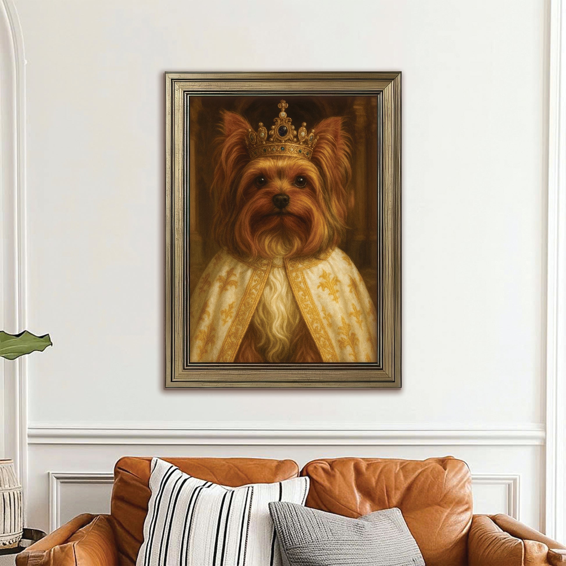 Custom Photo Dog Royal Style 07 Canvas Framed Wall Art Gift For Dog Lovers