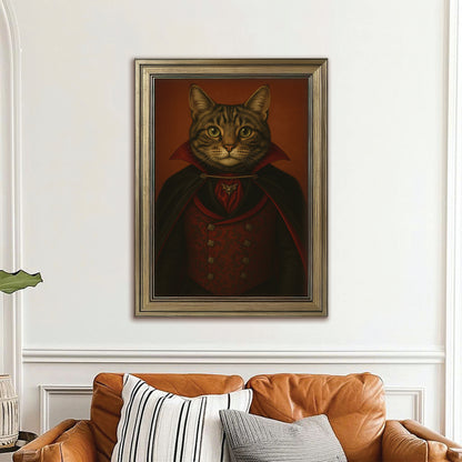 Custom Photo Vampire Cat Canvas Framed Wall Art Gift For Cat Lovers