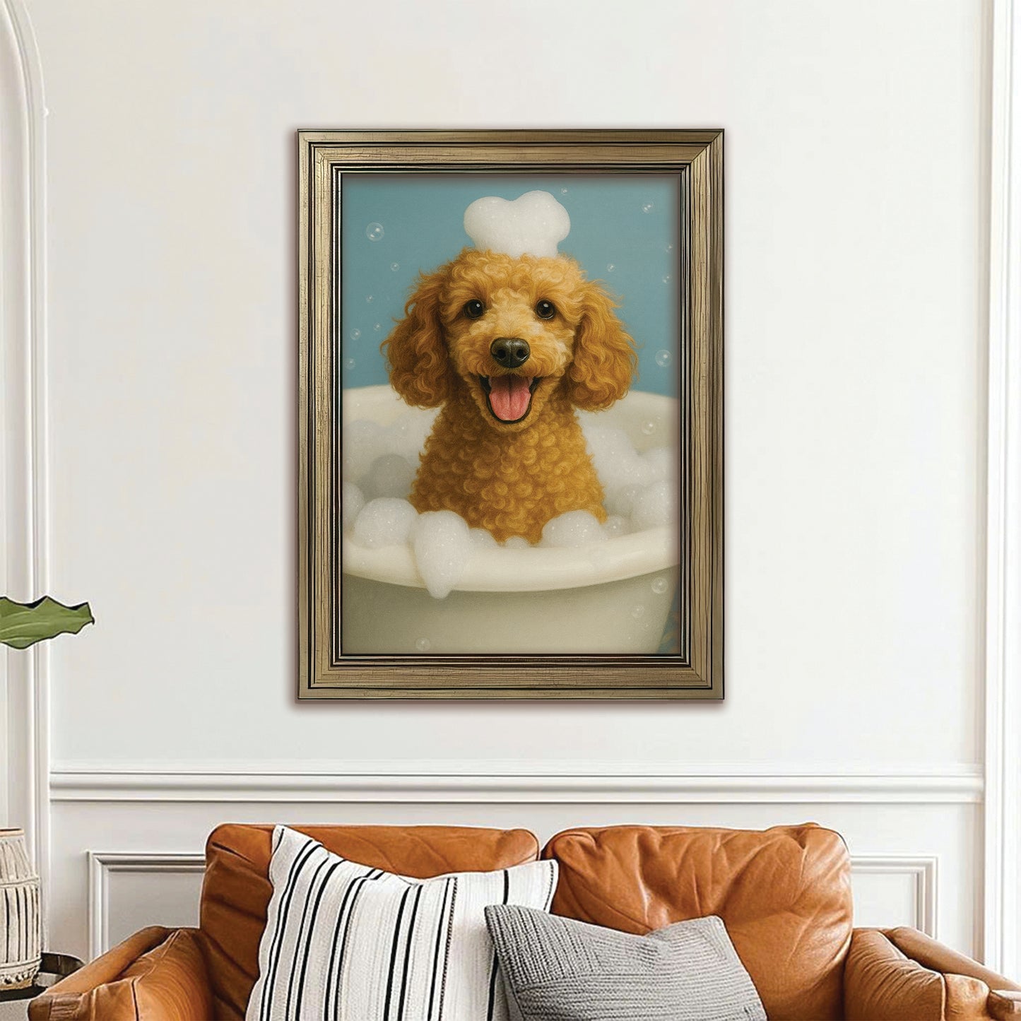 Custom Photo Dog Bathroom Style 29 Canvas Framed Wall Art Gift For Dog Lovers