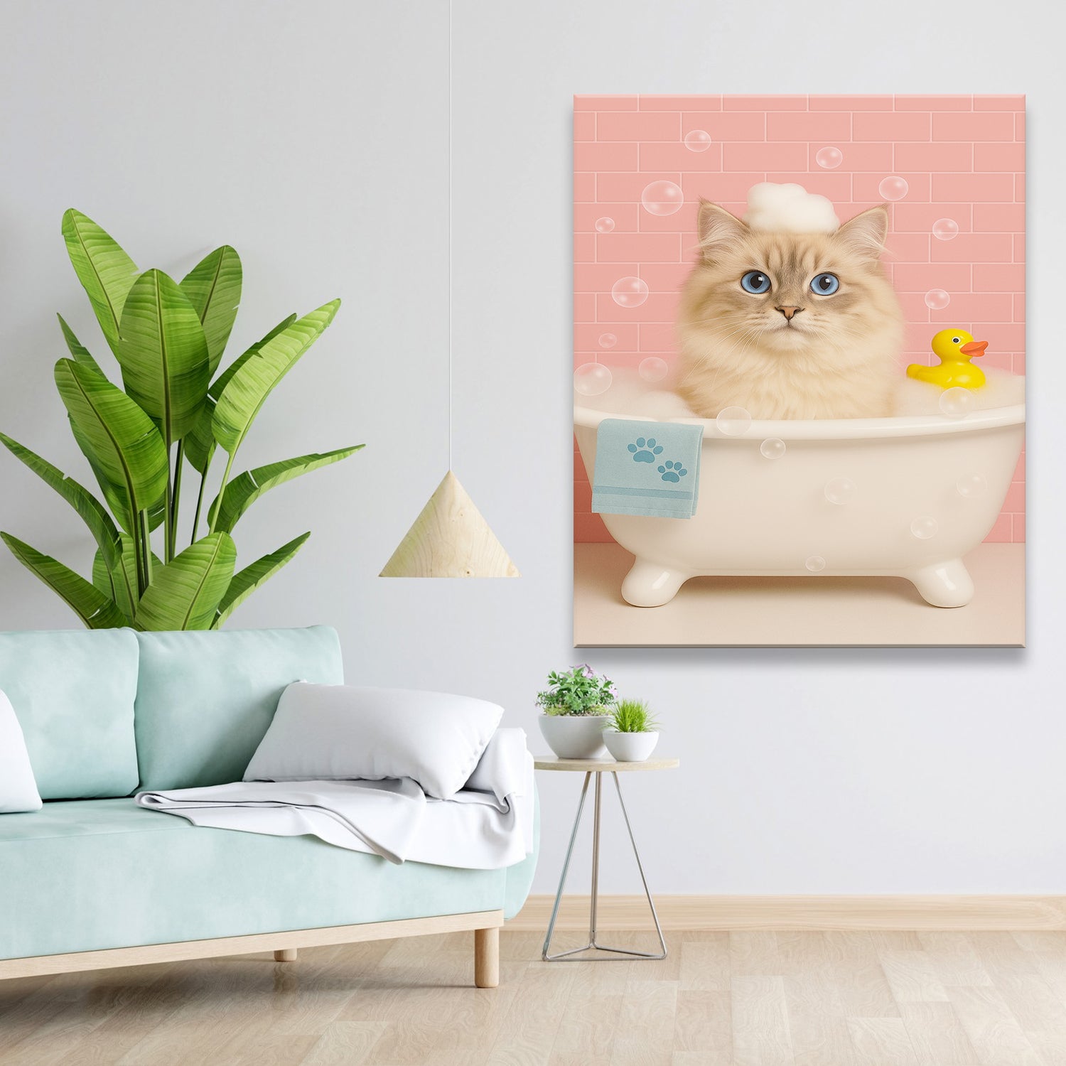 Custom Photo Cat In Bath Canvas Gift For Cat Lovers
