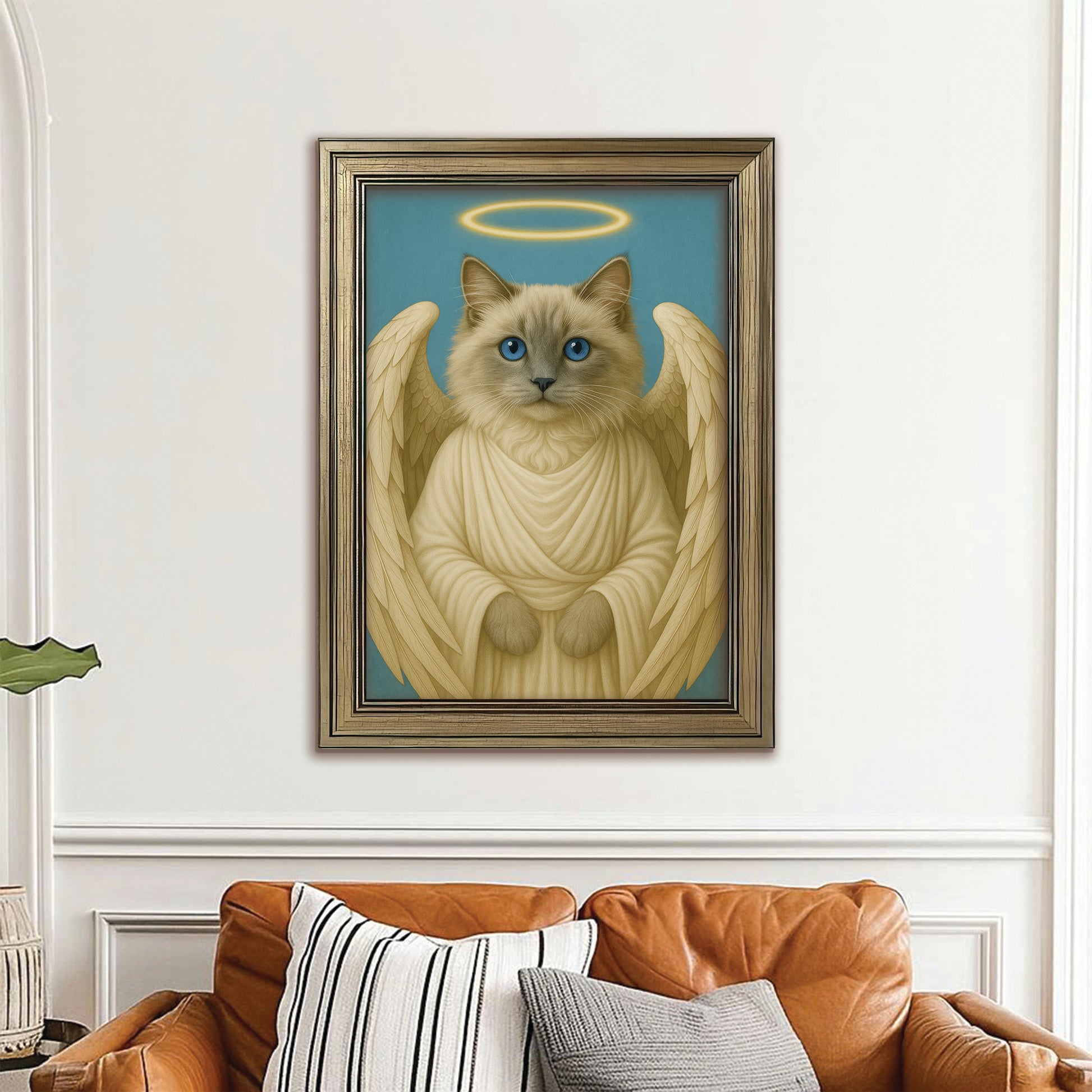 Custom Cat Photo Memorial Canvas Framed Wall Art _ Memorial Gift For Cat