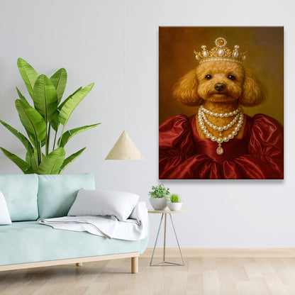 Custom Photo Queen Dog With Crown Canvas Gift For Dog Lovers