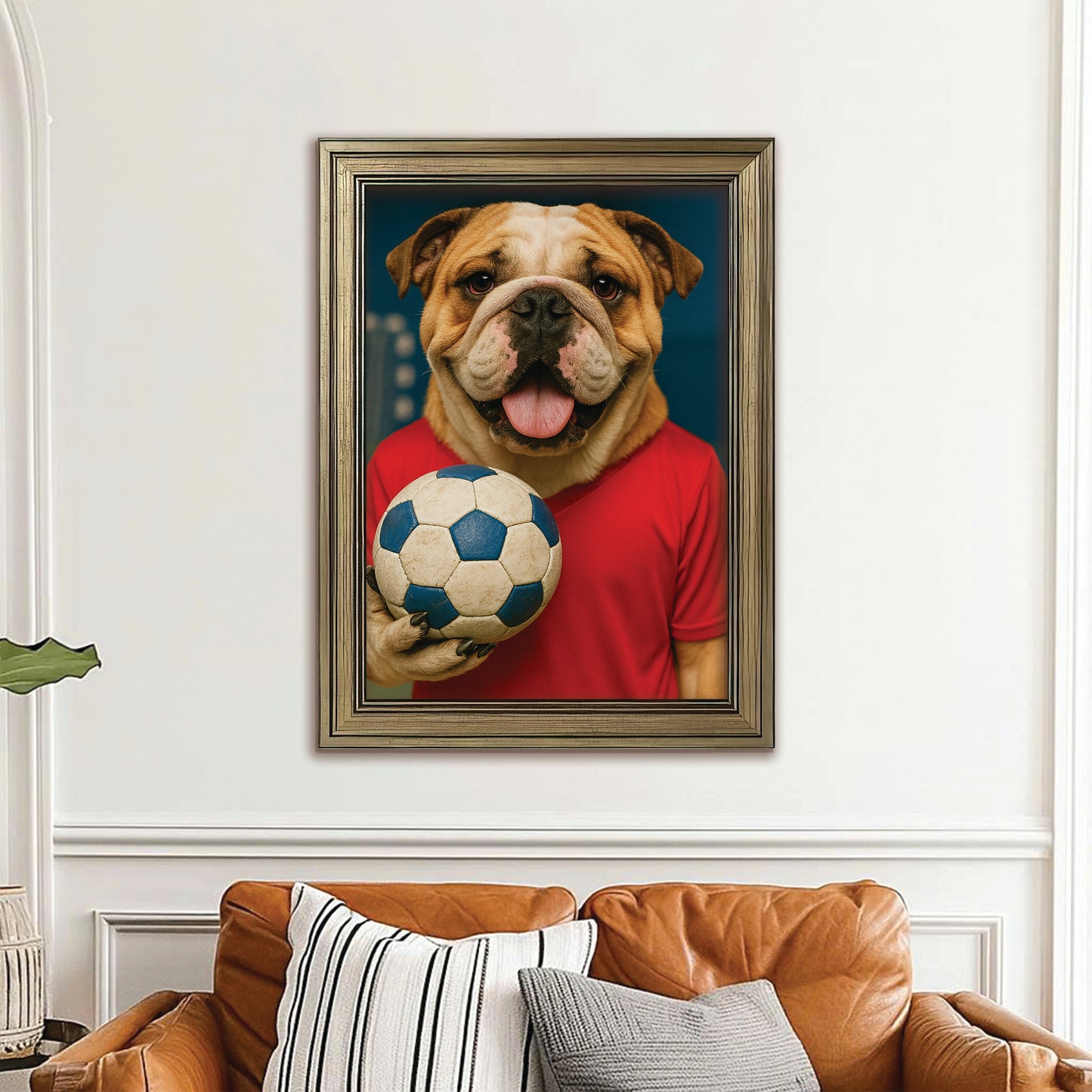 Custom Photo Handball Dog Canvas Framed Wall Art
