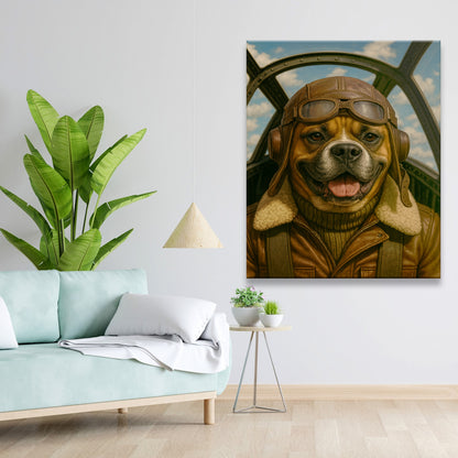 Custom Photo Pilot Dog Canvas Gift For Dog Lover