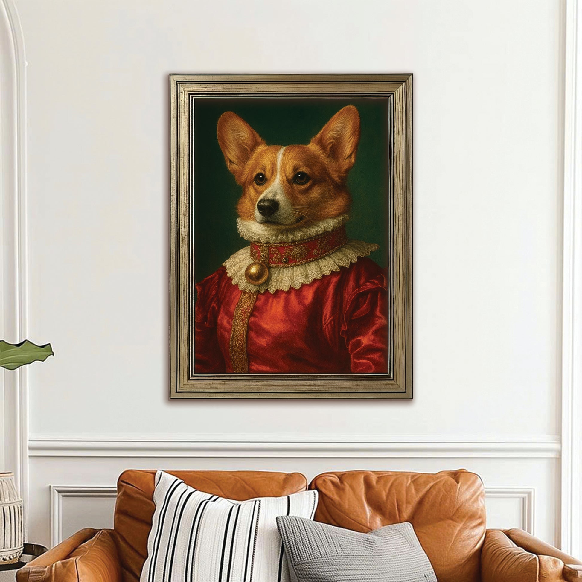 Custom Photo Dog Potrait Royal Canvas Framed Wall Art Gift For Dog Lovers