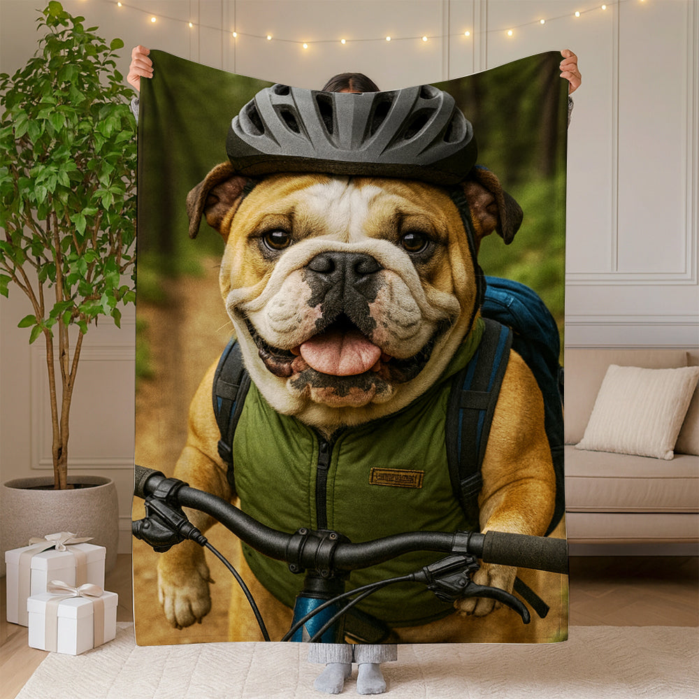 Custom Photo Mountain Biker Dog BlanketGift For Dog Lovers