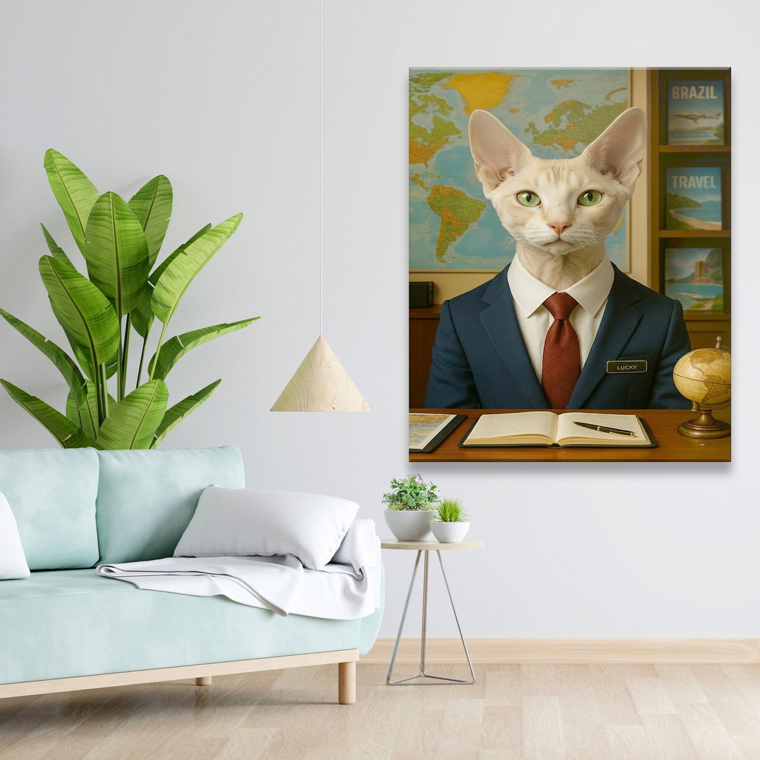 Custom Photo Travel Agent Cat Canvas Gift For Cat Lovers