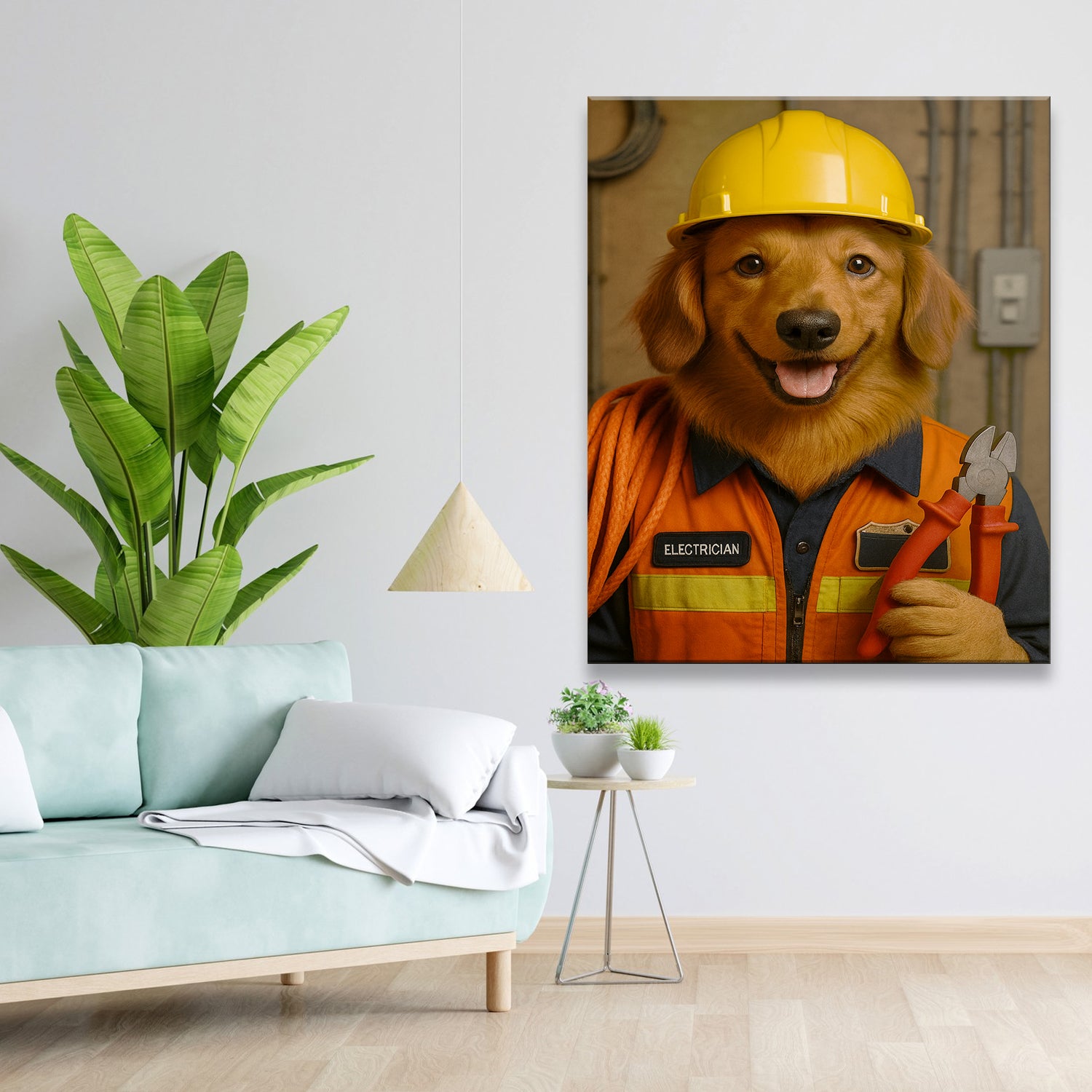 Custom Photo Electrician Dog Canvas Gift For Dog Lovers