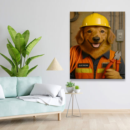 Custom Photo Electrician Dog Canvas Gift For Dog Lovers