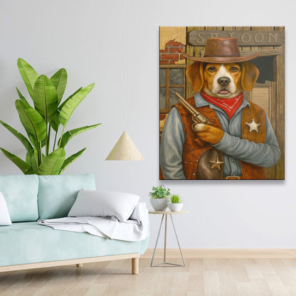 Custom Photo Dog Cowboy Canvas