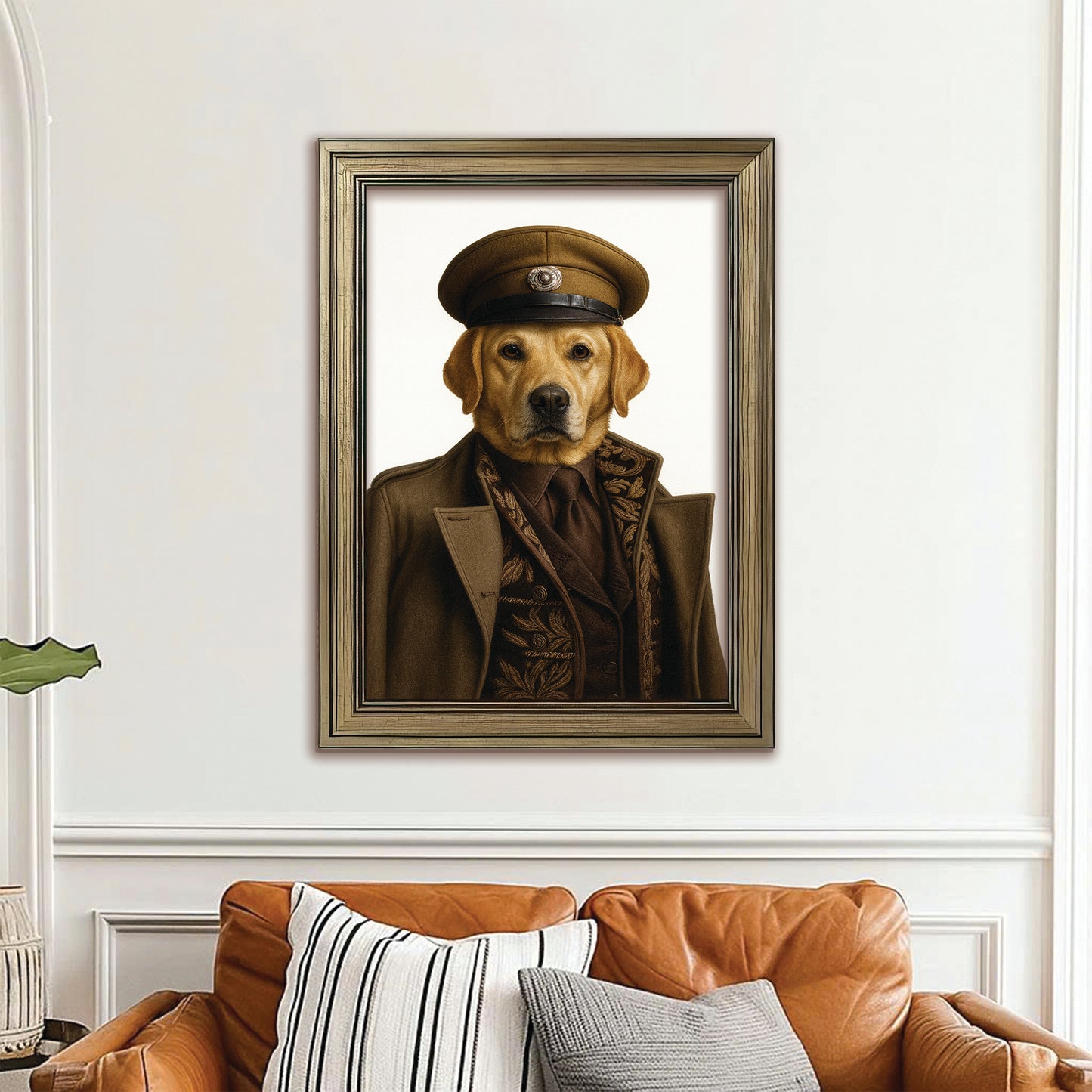 Custom Photo Captain Dog Canvas Framed Wall Art