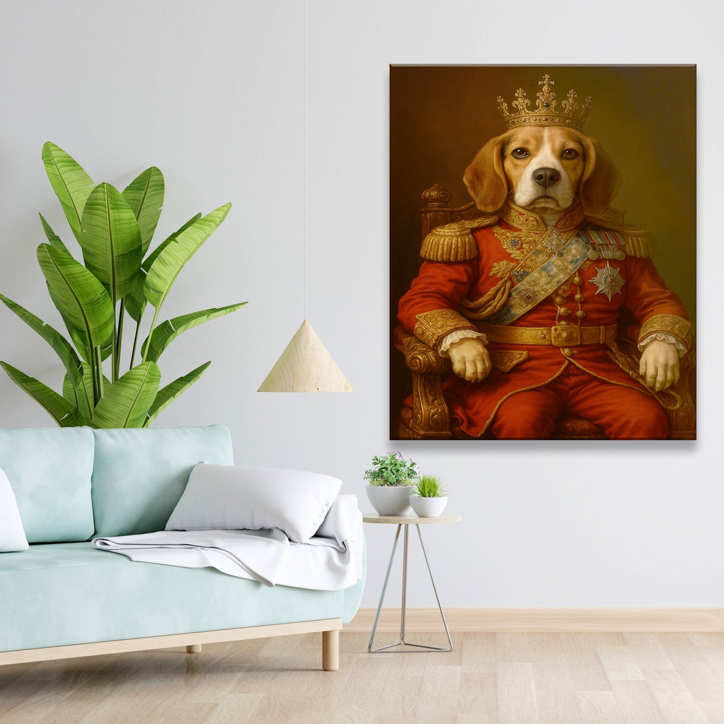 Custom Photo King Dog With Crown Royal Canvas Gift For Dog Lovers