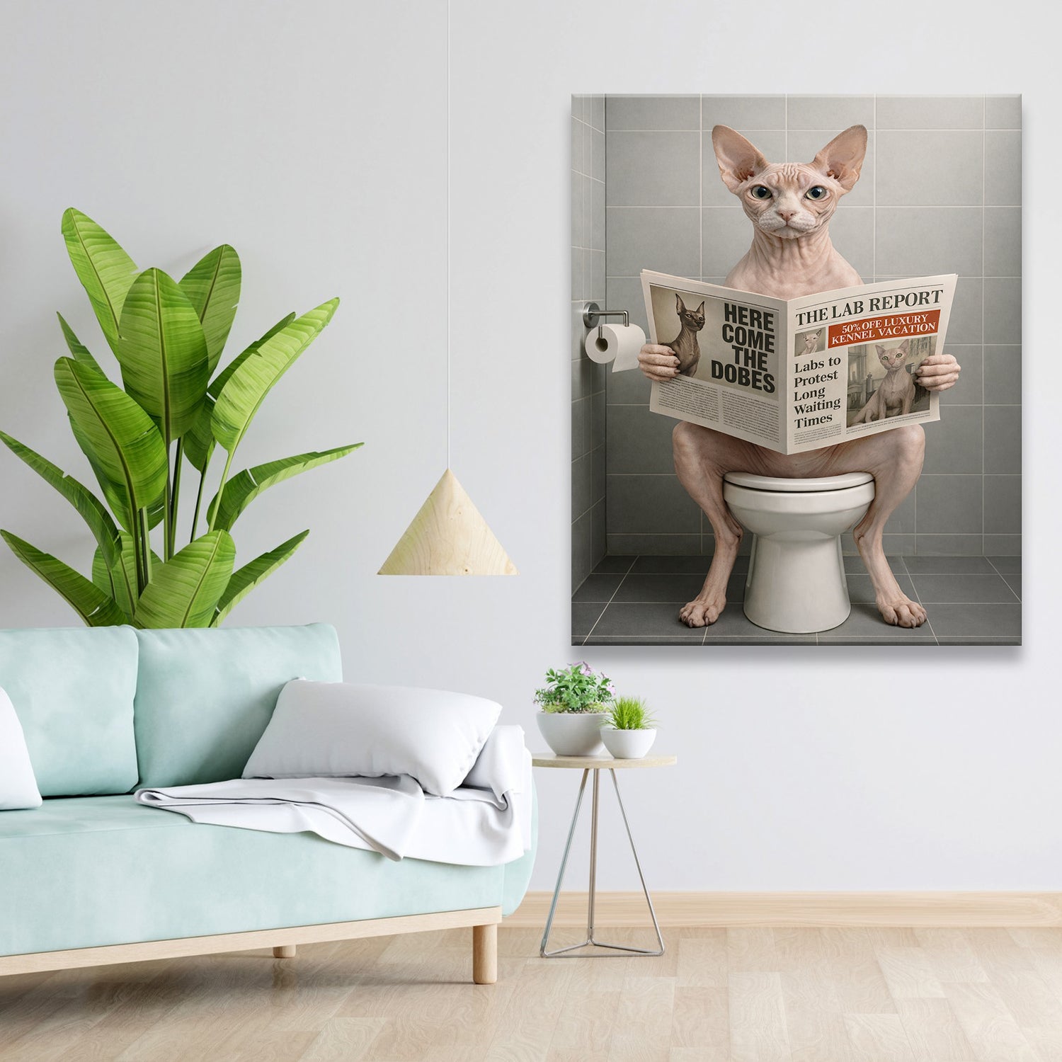 Custom Photo Cat Bathroom Canvas Style 03 Gift For Cat Lovers