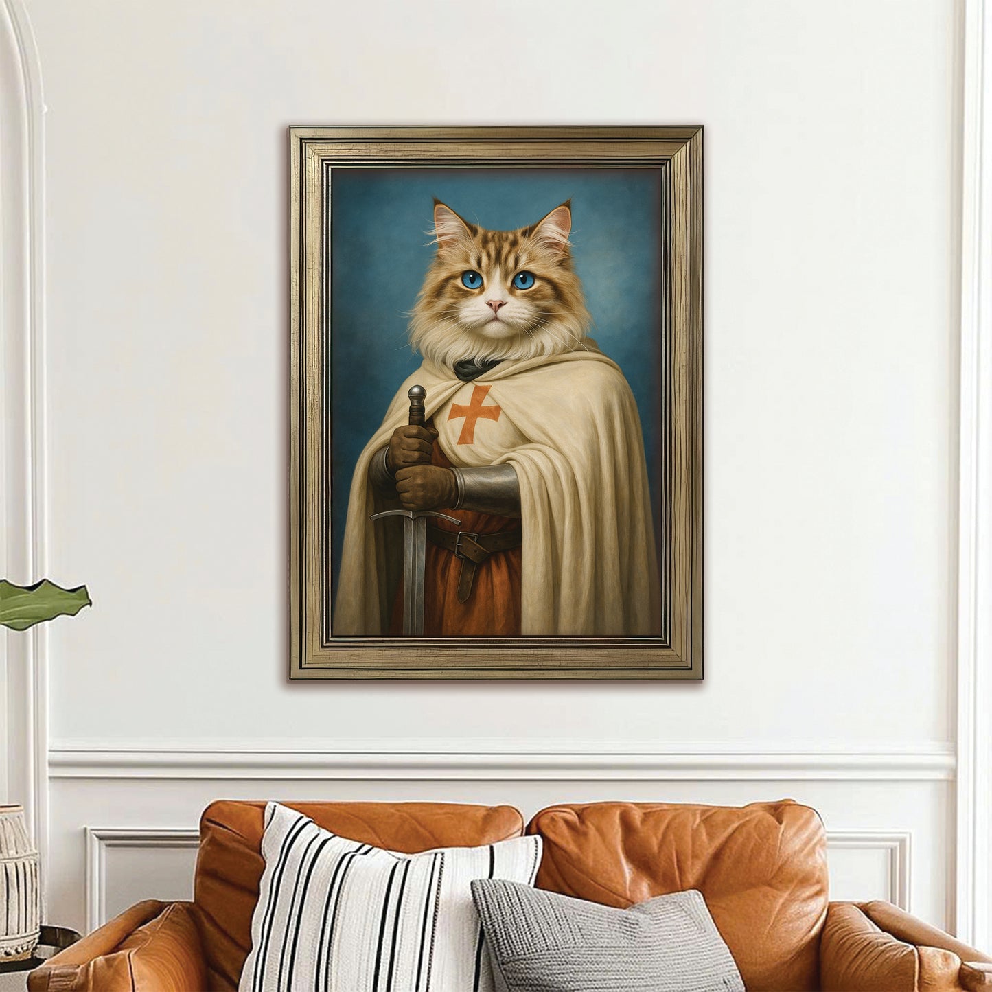 Custom Photo Priest Cat Canvas Framed Wall Art Gift For Cat Lovers
