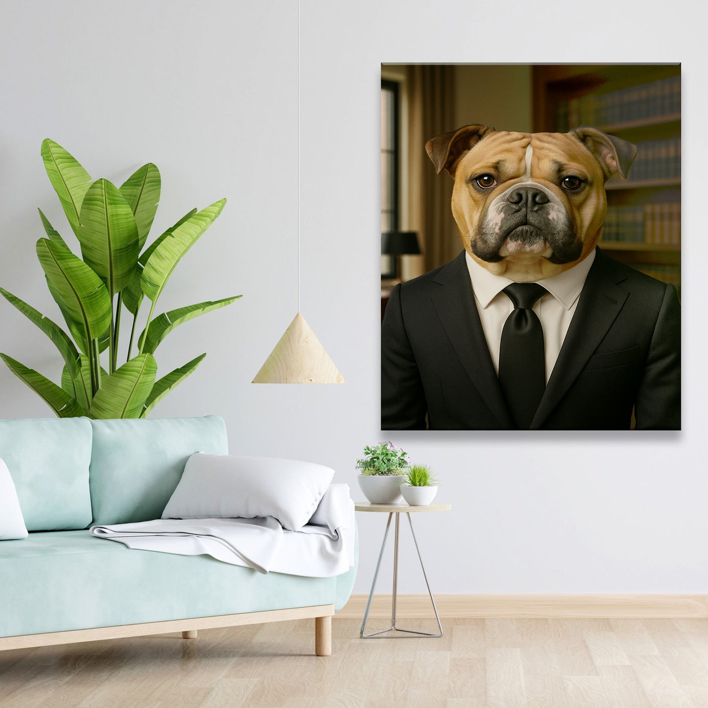 Custom Photo Business man Ceo Dog Canvas Gift For Dog Lovers