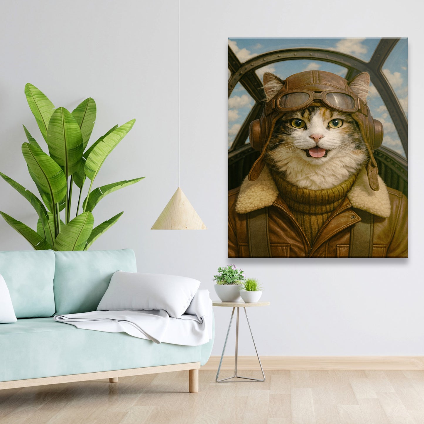 Custom Photo Pilot Cat Canvas Gift For Cat Lover