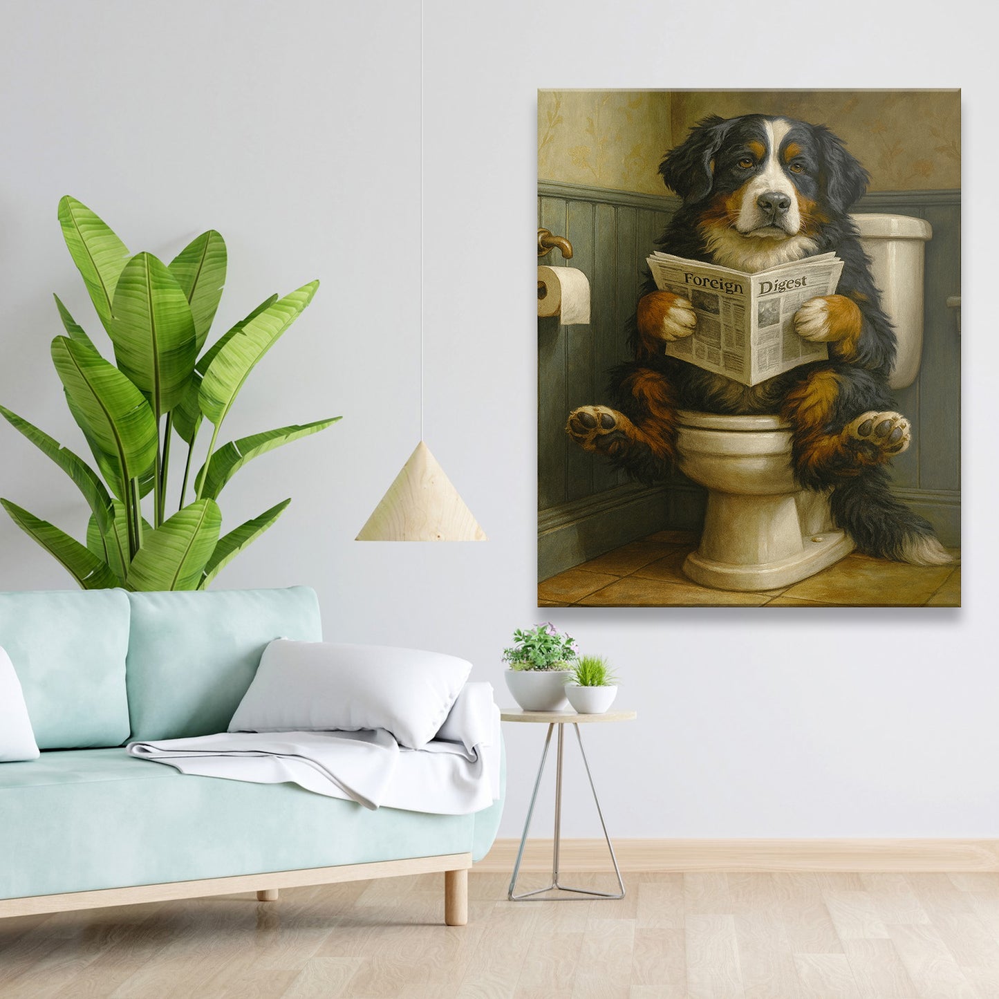 Custom Photo Dog In Bathroom Style 2 Canvas Gift For Dog Lovers