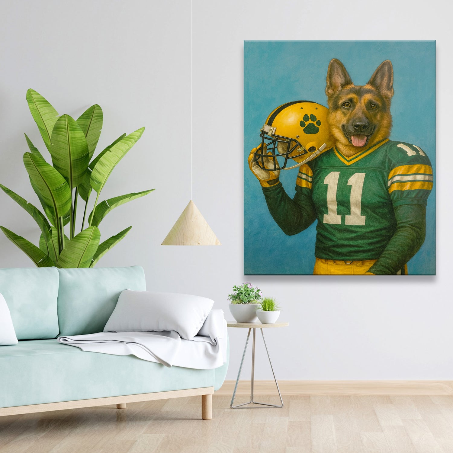 Custom Dog Photo Football Player Canvas
