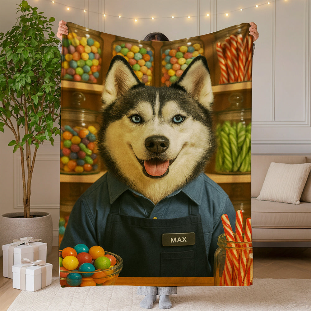 Custom Photo Candy Shop Dog BlanketGift For Dog Lovers