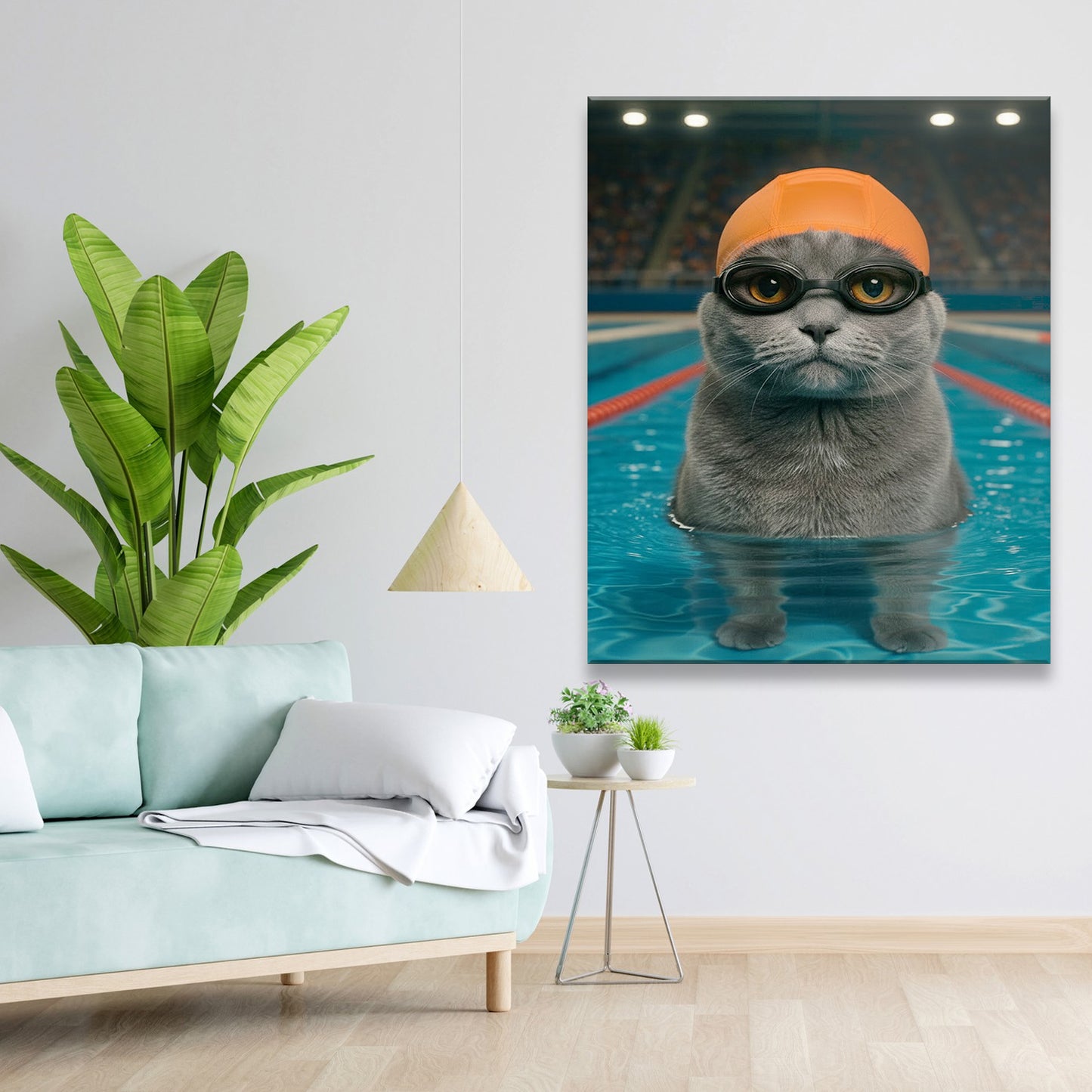 Custom Photo Swimmer  2 Cat Canvas Gift For Cat Lovers