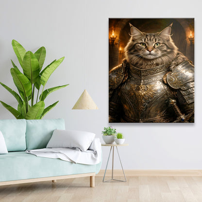 Custom Photo Knight Royal Cat Canvas Gift For Cat Lovers