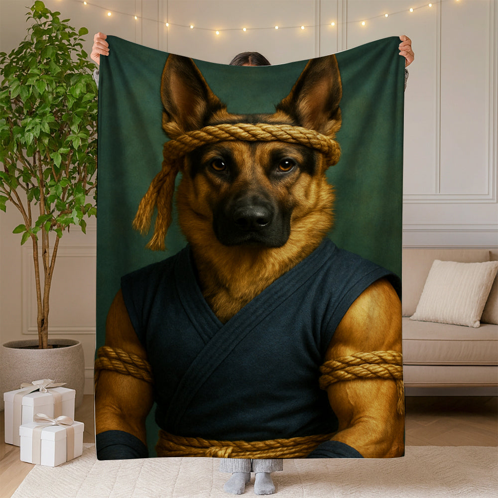 Custom Photo Fighter Warrior Art Dog BlanketGift For Dog Lovers