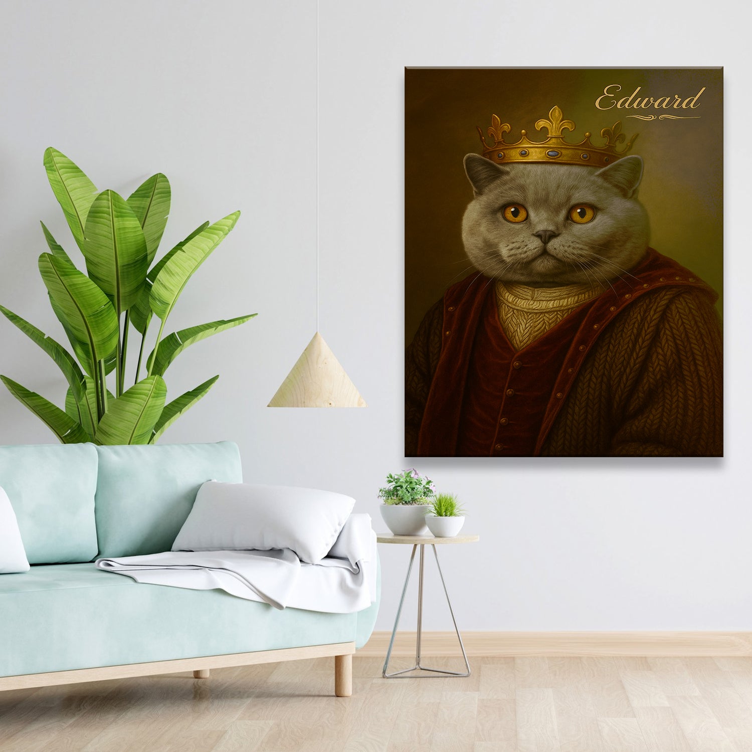 Custom Photo Crown King Cat Canvas Gift For Cat Lovers