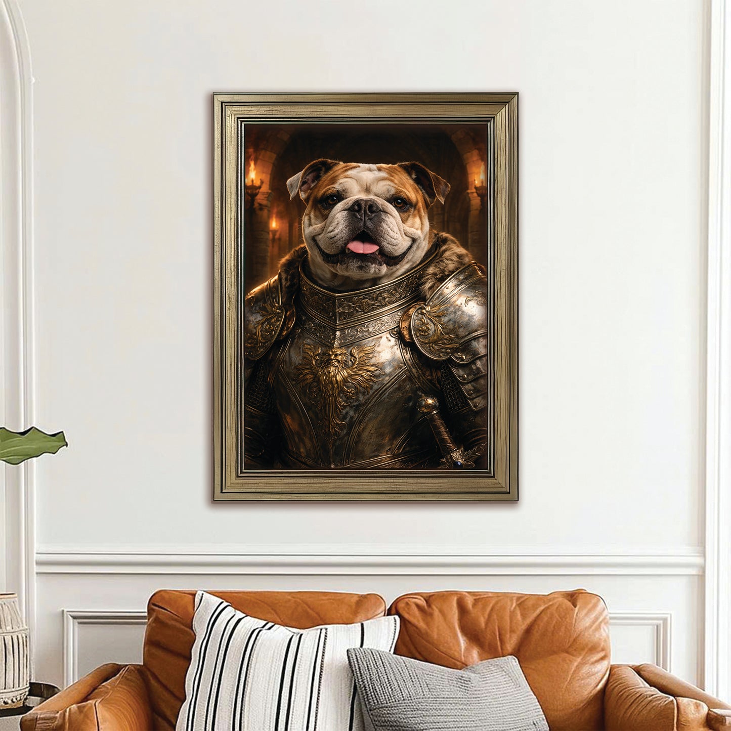 Custom Photo Knight Royal Dog Canvas Framed Wall Art Gift For Dog Lovers