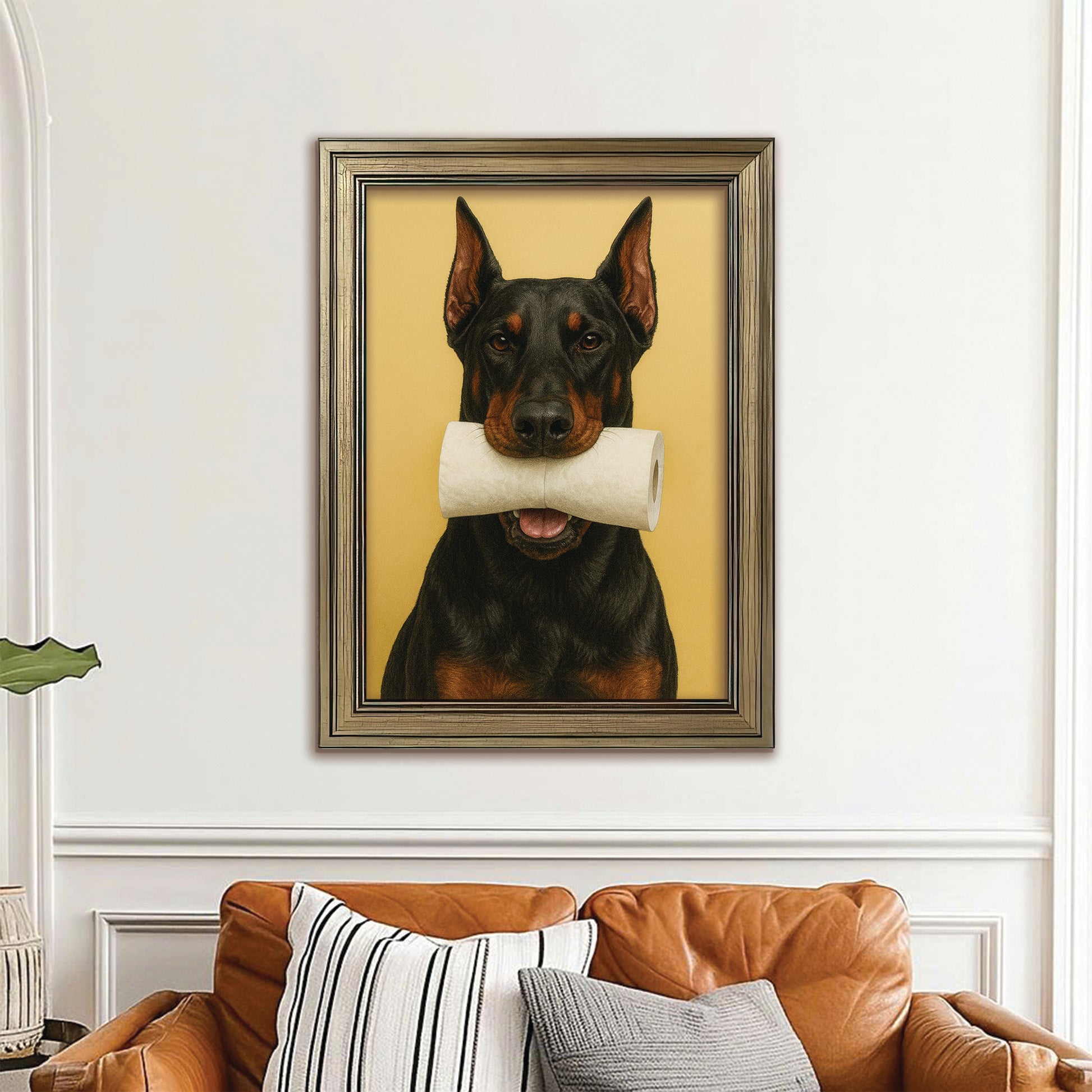 Custom Photo Dog Bathroom Style 23 Canvas Framed Wall Art Gift For Dog Lovers