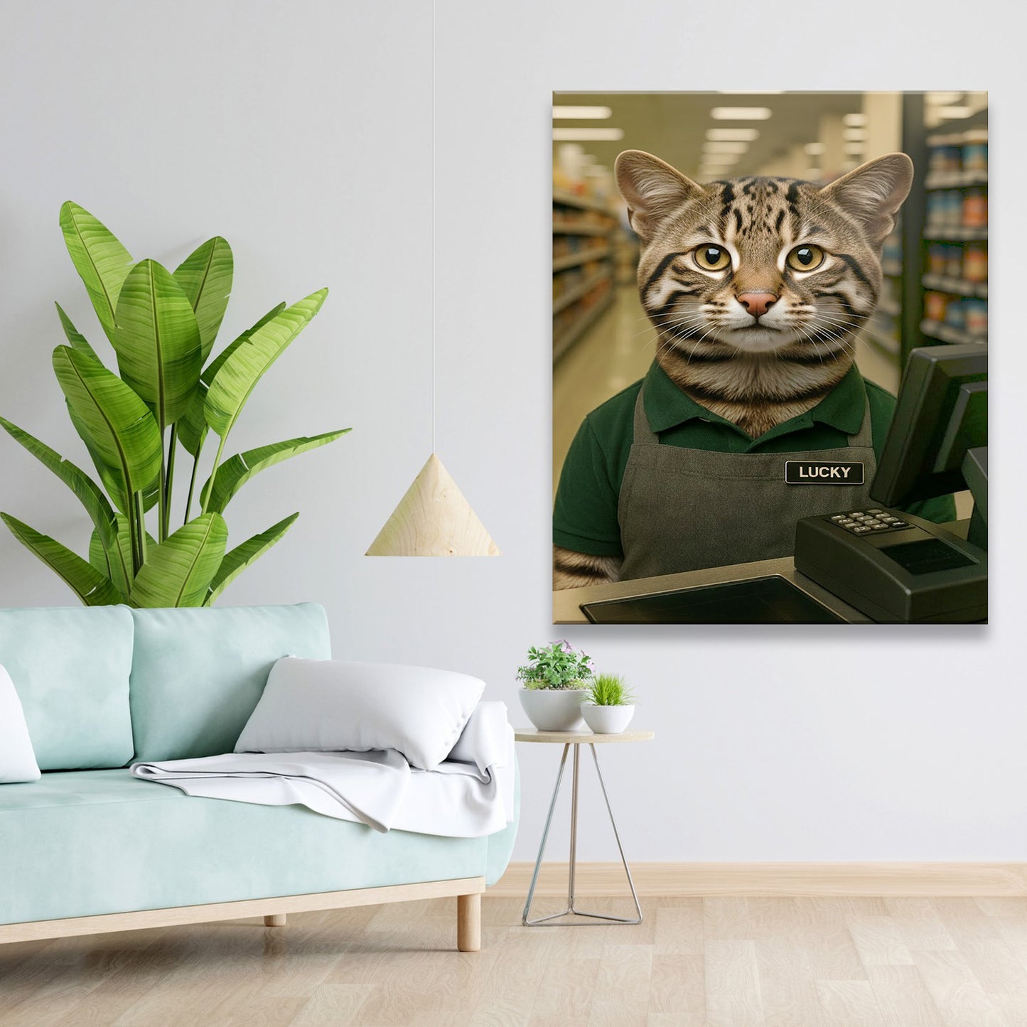Custom Photo Cashier Cat Canvas Gift For Cat Lovers