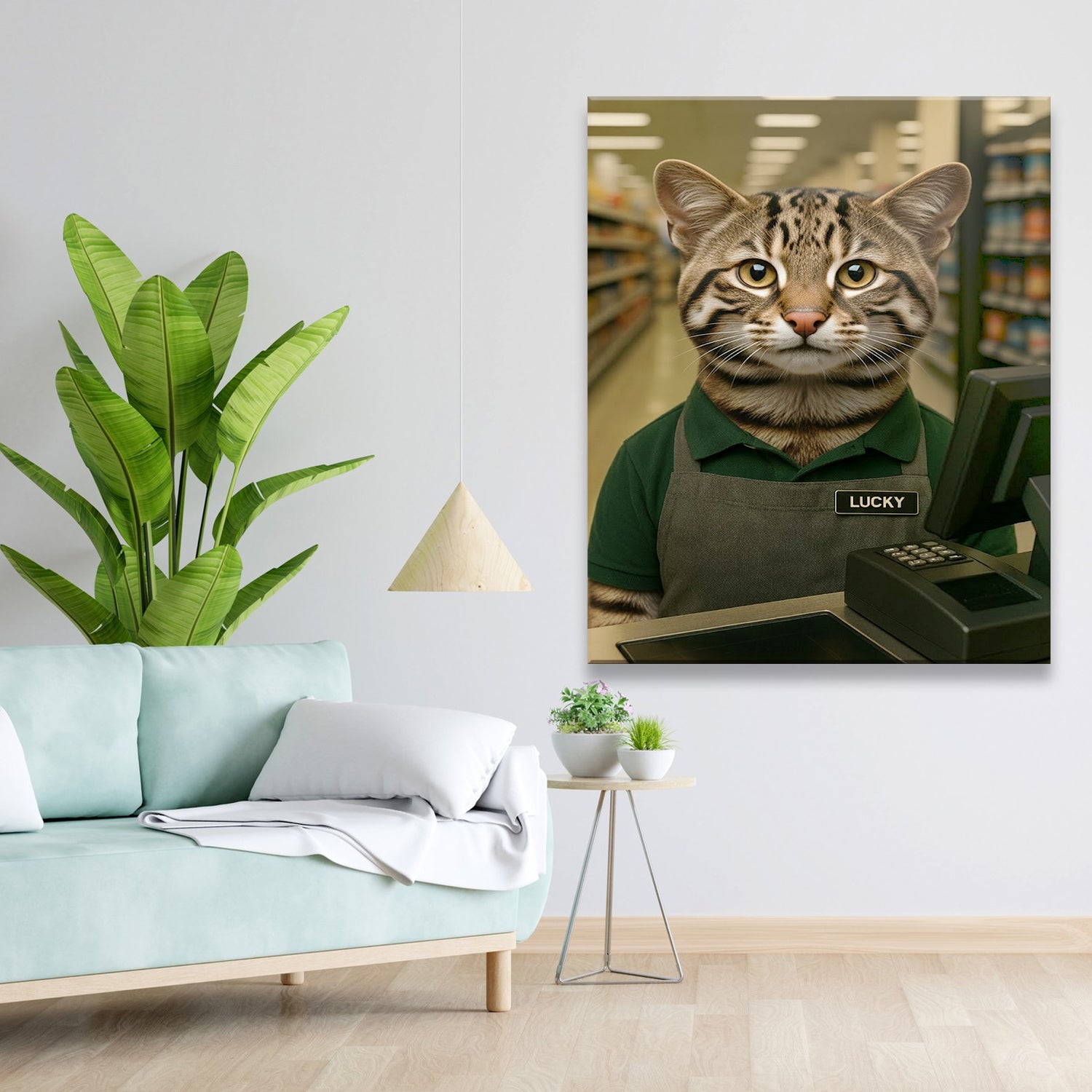 Custom Photo Cashier Cat Canvas Gift For Cat Lovers