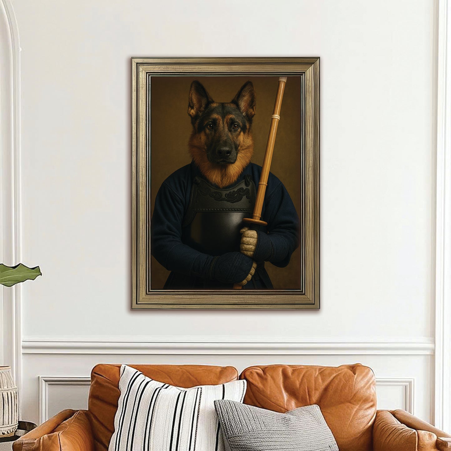 Custom Photo Kendo Dog Canvas Framed Wall Art Gift For Dog Lovers
