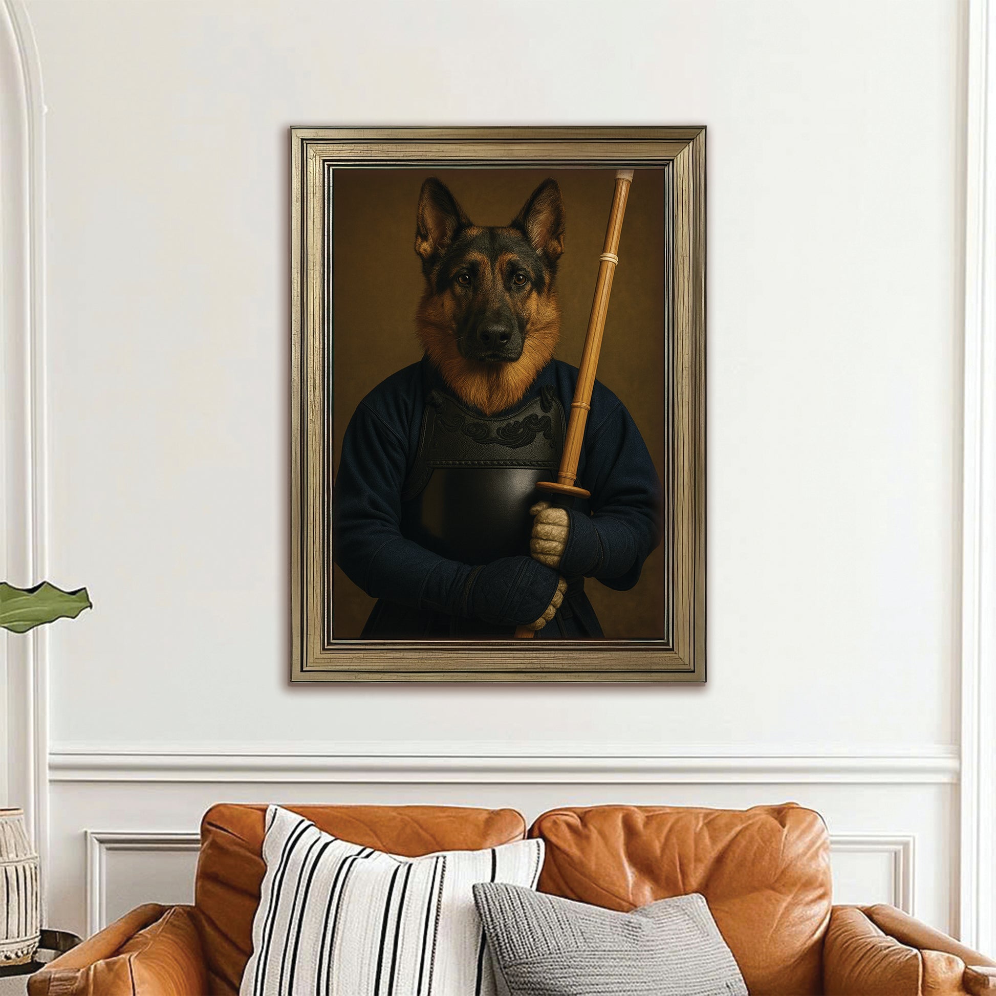 Custom Photo Kendo Dog Canvas Framed Wall Art Gift For Dog Lovers