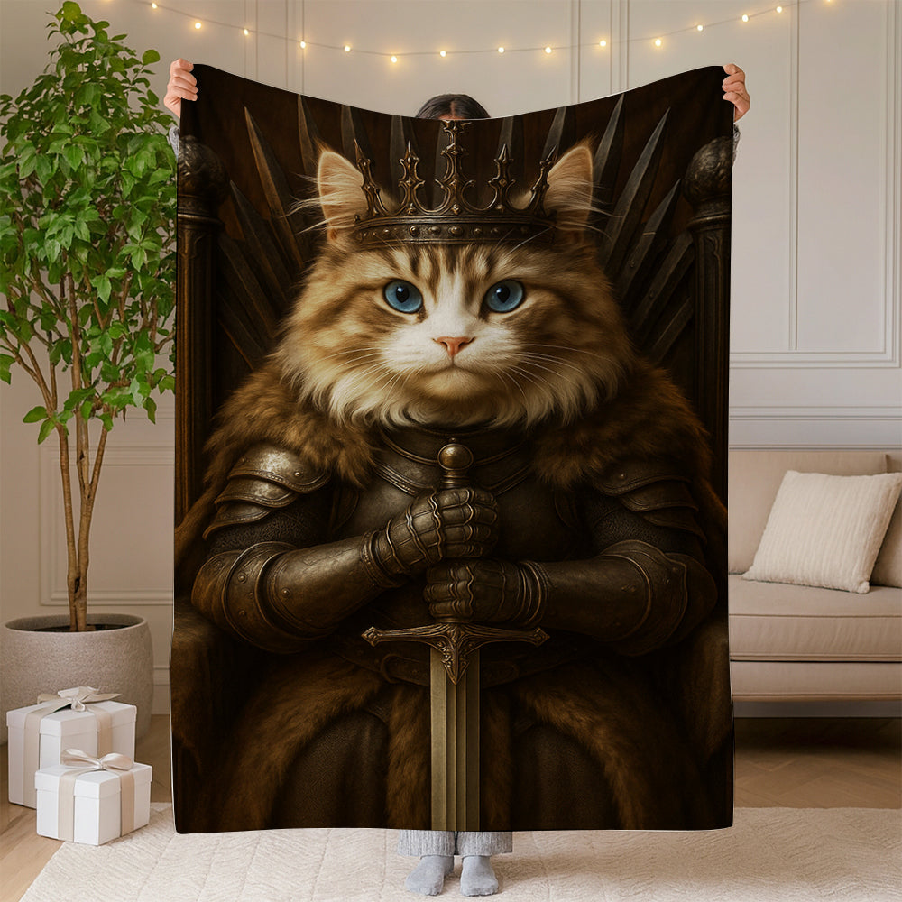 Custom Photo Cat Blanket Royal Pet Portrait