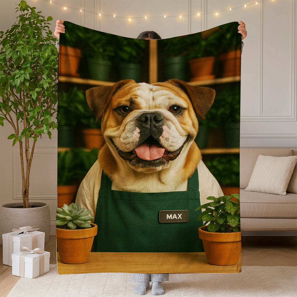Custom Photo Gardener Dog BlanketGift For Dog Lovers