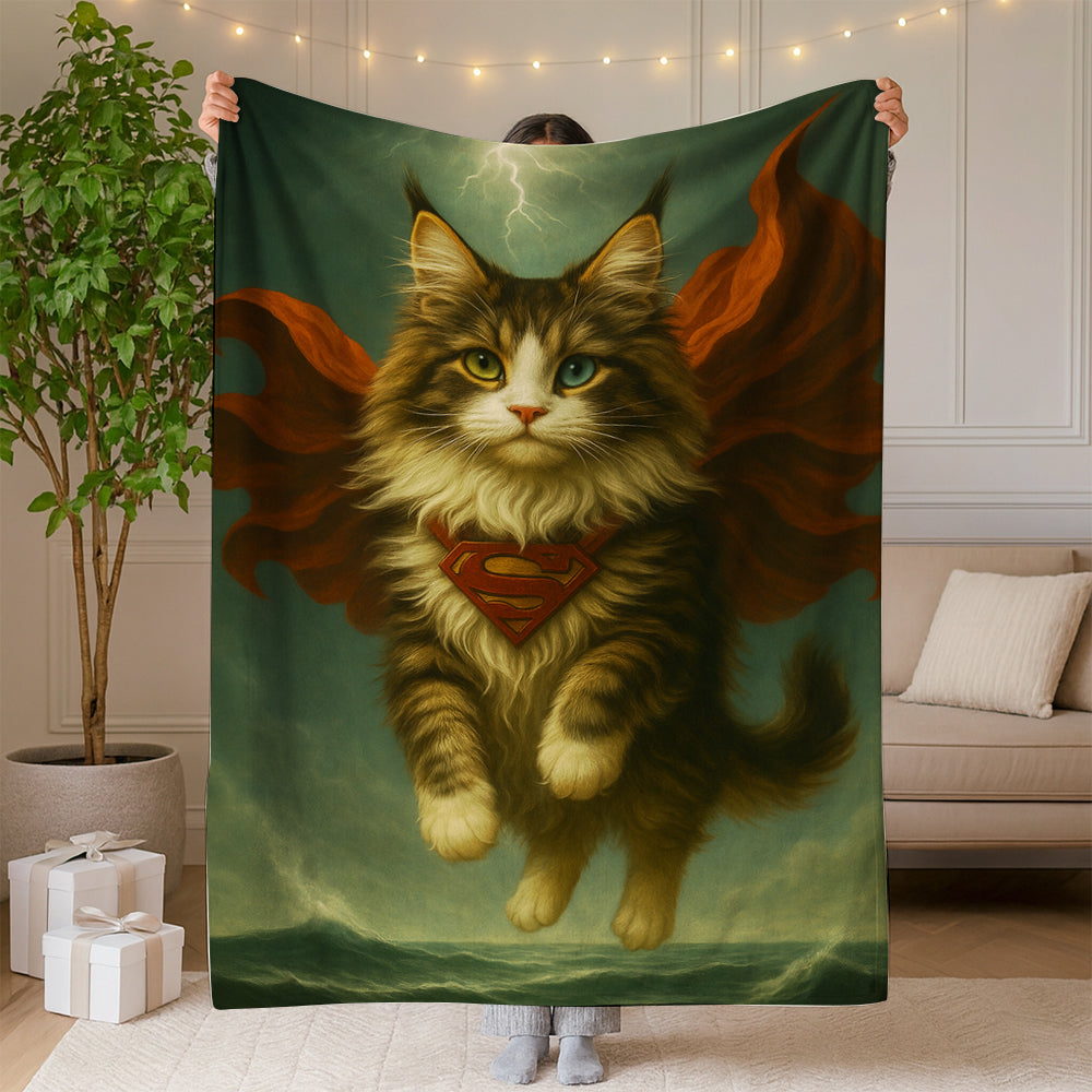 Custom Photo Cat Hero Blanket
