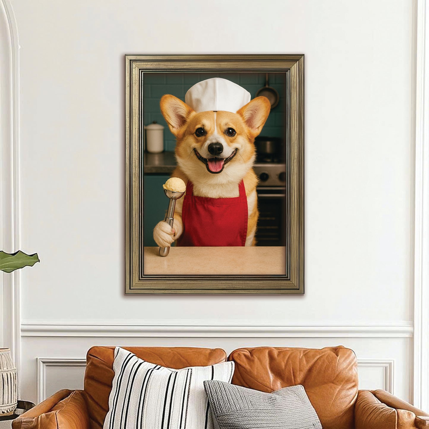 Custom Photo Dog Chef Canvas Framed Wall Art Gift For Dog Lovers