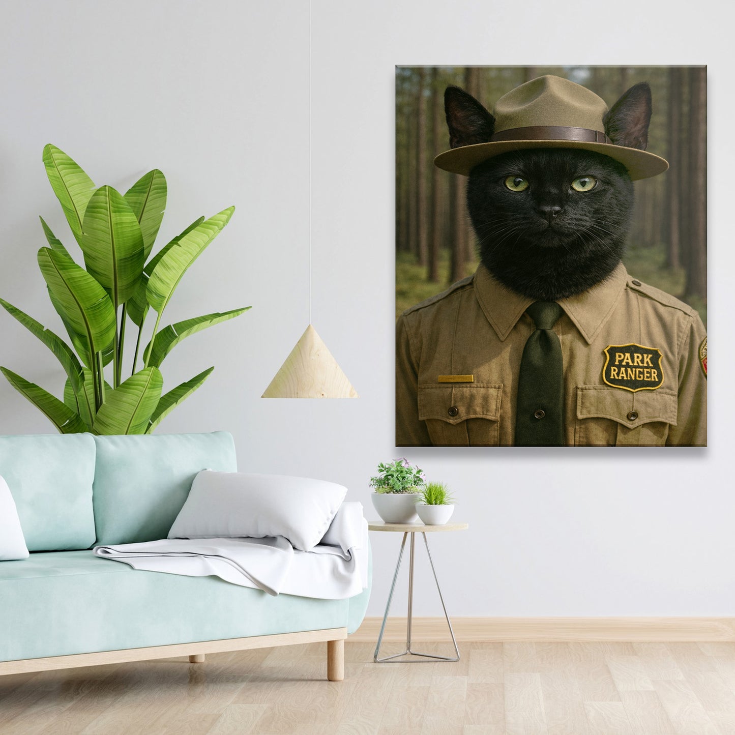 Custom Photo Park Ranger Cat Canvas